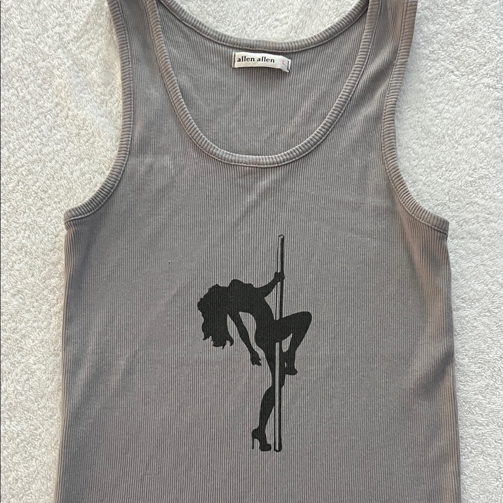 Charcoal Tank Top with Black woman Figure Design pole dancer